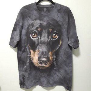 The Mountain Dachshund All Over Print Shirt Men's XL Black Weiner Dog Tie Dye